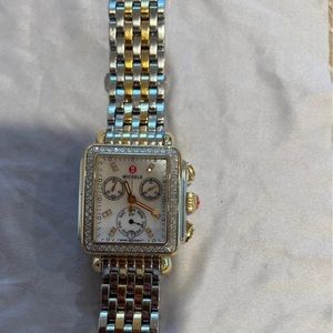 Michele deco two tone diamond bracelet watch
